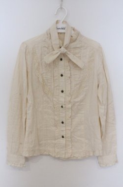 画像1: axes femme / ストライプタイ付きブラウス M キナリ O-26-03-16-002-AX-BL-OW-OS