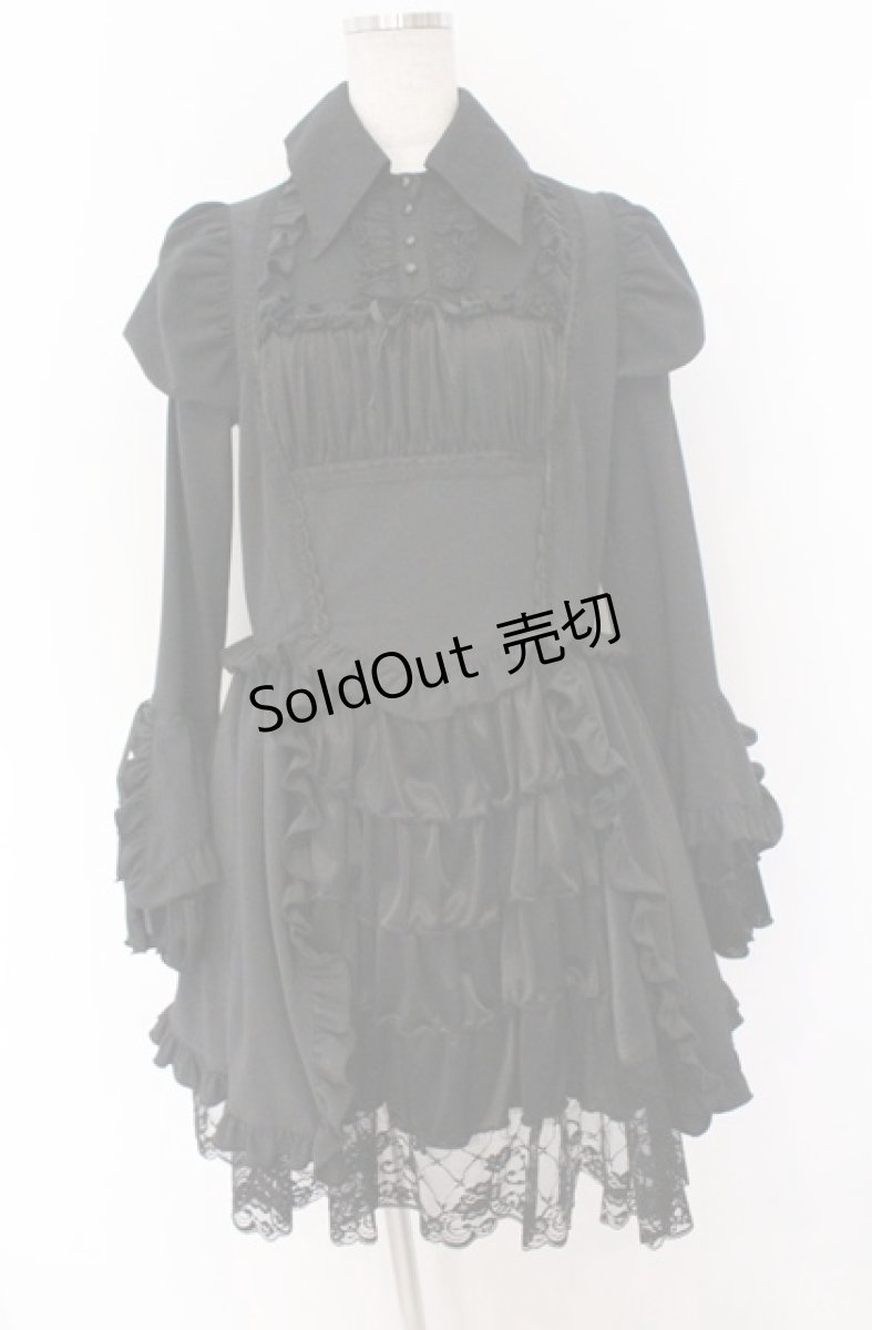 画像1: MARBLE / ブラウス＆スカートセットアップ風全身コーディネートワンピース  ブラック O-26-03-16-103-GO-OP-OW-OS (1)