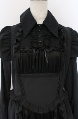 画像2: MARBLE / ブラウス＆スカートセットアップ風全身コーディネートワンピース  ブラック O-26-03-16-103-GO-OP-OW-OS