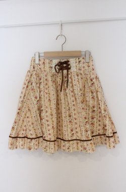 画像1: Amavel / ストライプ花柄バッスルサリバンスカート M ピンク系 O-26-03-16-013-CA-SK-OW-OS