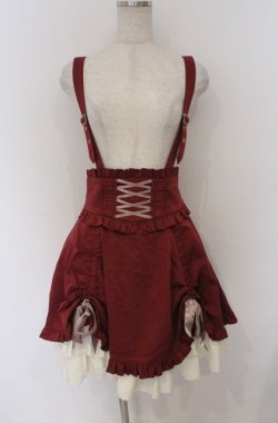 画像1: Amavel / レイヤードサスペンダースカート F ワイン×アイボリー O-26-03-16-014-CA-SK-OW-OS