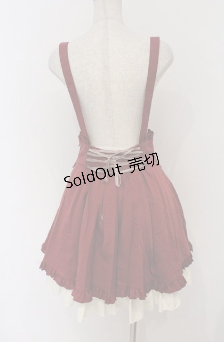 画像3: Amavel / レイヤードサスペンダースカート F ワイン×アイボリー O-26-03-16-014-CA-SK-OW-OS (3)