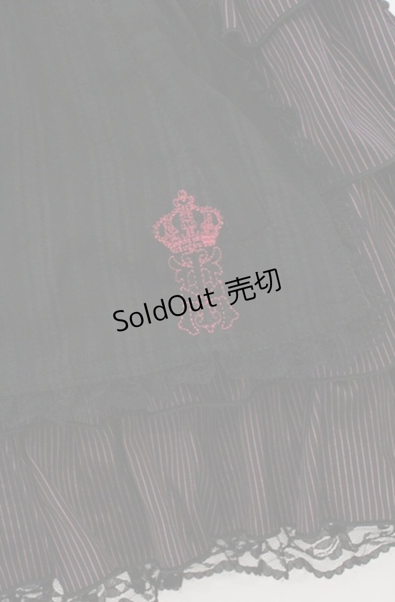 画像2: ALGONQUINS / ストライプ4段フリルスカート F ピンク×ブラック O-26-03-16-019-AL-SK-OW-OS (2)