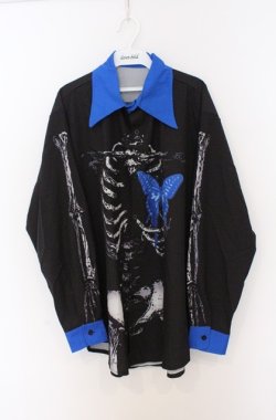 画像1: ACDC RAG / タレバタフライシャツ  ブラック×ブルー O-26-03-16-024-0-BL-OW-OS