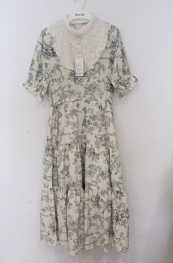 画像1: m petit by misako / TT*AMトワルドジュイワンピース L アイボリー×グリーン O-26-03-16-027-LO-OP-OW-OS