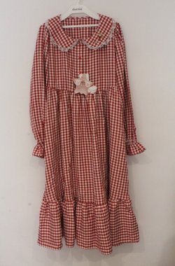 画像1: FLC / 星名桜子/ギンガムチェックワンピース L アカ O-26-03-16-029-LO-OP-OW-OS