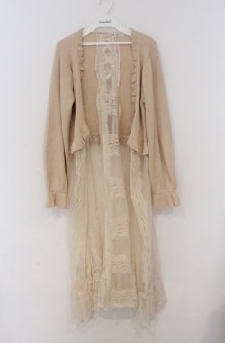 画像1: axes femme / レース重ねロングカーディガン  アイボリー O-26-03-16-032-AX-TO-IG-OS