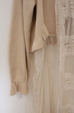 画像2: axes femme / レース重ねロングカーディガン  アイボリー O-26-03-16-032-AX-TO-IG-OS