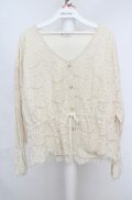 axes femme / 総レースキャンディ袖プルオーバー  アイボリー O-26-03-18-035-AX-BL-IG-OS