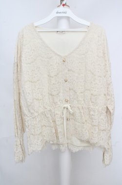 画像1: axes femme / 総レースキャンディ袖プルオーバー  アイボリー O-26-03-18-035-AX-BL-IG-OS