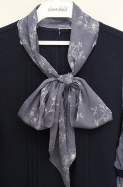 画像2: axes femme / 花柄ボリュームリボン付きブラウス  ネイビー×ブルー O-26-03-18-037-AX-BL-IG-OS