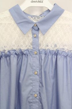 画像2: axes femme POETIQUE / デコルテレースワンピース M サックス O-26-03-18-038-AX-OP-IG-OS