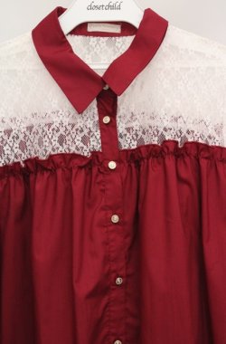 画像2: axes femme POETIQUE / デコルテレースワンピース M アカ O-26-03-18-039-AX-OP-IG-OS