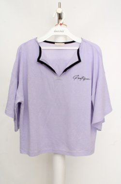 画像1: axes femme POETIQUE / ロゴ刺繍フレアスリーブプルオーバー M ラベンダー O-26-03-18-045-AX-TO-IG-OS