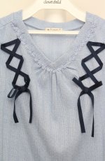 画像2: axes femme / レースアッププルオーバー  ブルー O-26-03-18-047-AX-TO-IG-OS (2)