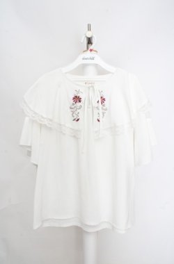 画像1: axes femme / 刺繍入ケープブラウス F シロ O-26-03-18-048-AX-BL-IG-OS