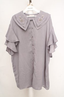 画像1: axes femme / 刺繍チュニックブラウス M グレー O-26-03-18-049-AX-TO-IG-OS