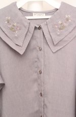 画像2: axes femme / 刺繍チュニックブラウス M グレー O-26-03-18-049-AX-TO-IG-OS (2)