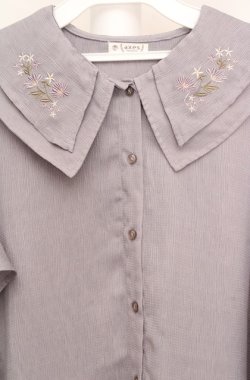 画像2: axes femme / 刺繍チュニックブラウス M グレー O-26-03-18-049-AX-TO-IG-OS