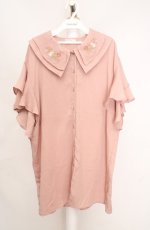 画像1: axes femme / 刺繍チュニックブラウス M ピンクベージュ O-26-03-18-050-AX-TO-IG-OS (1)
