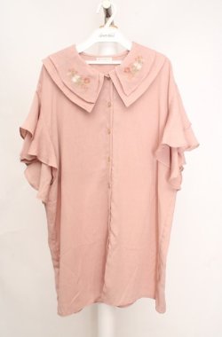 画像1: axes femme / 刺繍チュニックブラウス M ピンクベージュ O-26-03-18-050-AX-TO-IG-OS