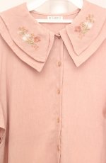 画像2: axes femme / 刺繍チュニックブラウス M ピンクベージュ O-26-03-18-050-AX-TO-IG-OS (2)