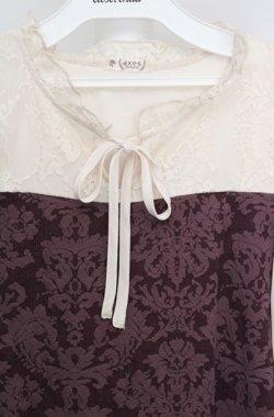 画像2: axes femme / オーナメントジャカードプルオーバー F ワイン×アイボリー O-26-03-18-053-AX-TO-IG-OS