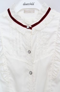 画像2: axes femme POETIQUE / ベロアリボンハイネック長袖ブラウス M オフシロ O-26-03-18-054-AX-JA-IG-OS