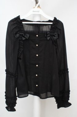 画像1: axes femme kawaii / フリルブラウス M クロ O-26-03-18-057-AX-BL-IG-OS