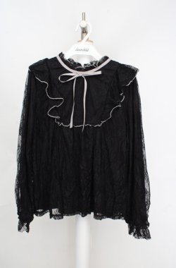 画像1: axes femme / バイカラーメローレースプルオーバー F クロ O-26-03-18-006-AX-TO-IG-OS