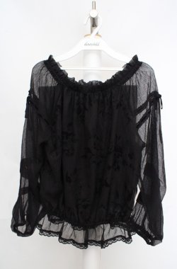 画像1: axes femme / フロッキープリントシースルートップス M クロ O-26-03-18-061-AX-TO-IG-OS