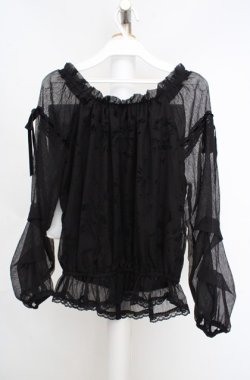 画像3: axes femme / フロッキープリントシースルートップス M クロ O-26-03-18-061-AX-TO-IG-OS