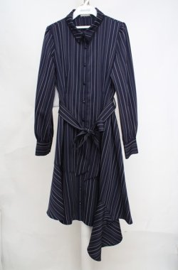 画像1: axes femme / フラワーフレームボータイワンピース  ネイビー O-26-03-18-065-AX-OP-IG-OS