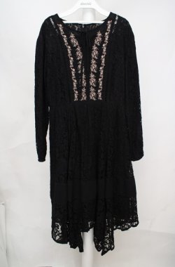 画像1: axes femme / 胸元刺繍レースワンピース  クロ O-26-03-18-067-AX-OP-IG-OS