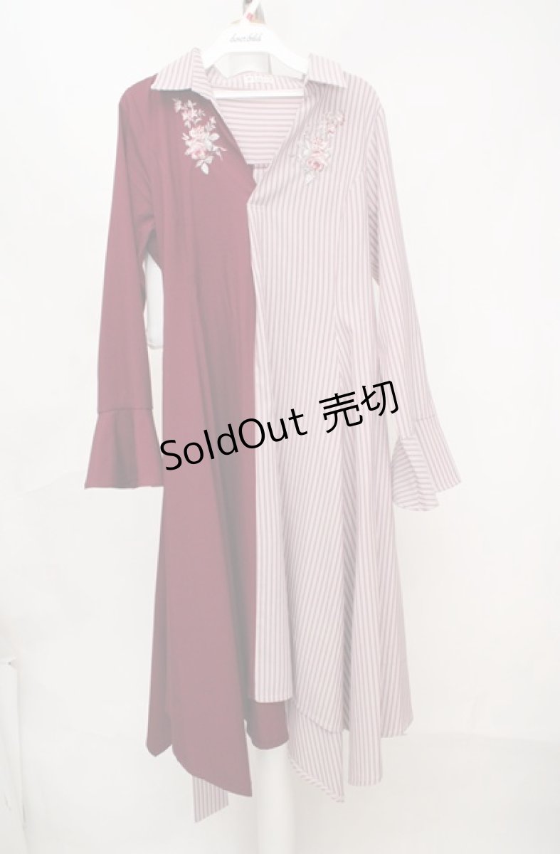 画像1: axes femme / 薔薇刺繍バイカラーワンピース  アカ O-26-03-18-071-AX-OP-IG-OS (1)