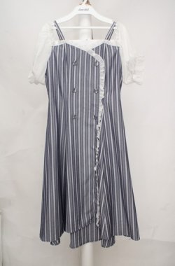 画像1: axes femme POETIQUE / ストライプオフショルワンピース  ブルー×ネイビー O-26-03-18-072-AX-OP-IG-OS