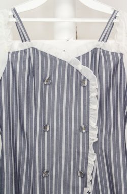 画像2: axes femme POETIQUE / ストライプオフショルワンピース  ブルー×ネイビー O-26-03-18-072-AX-OP-IG-OS