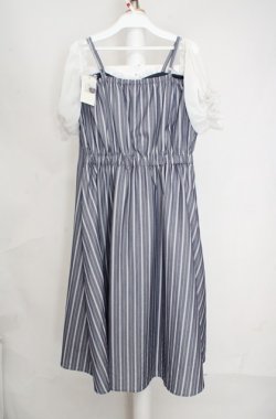 画像3: axes femme POETIQUE / ストライプオフショルワンピース  ブルー×ネイビー O-26-03-18-072-AX-OP-IG-OS