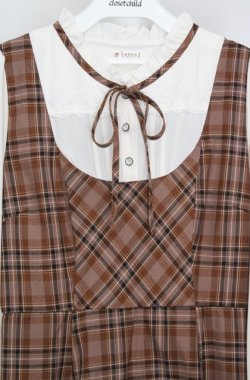 画像2: axes femme / チェック柄ドッキングワンピース F ブラウン×オフシロ O-26-03-18-076-AX-OP-IG-OS