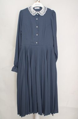 画像1: m petit by misako / AM*レースエリプリーツワンピース M ブルー O-26-03-18-079-LO-OP-IG-OS