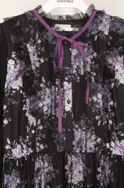 画像2: axes femme / フラワープリントチュールワンピース F クロ O-26-03-18-080-AX-OP-IG-OS