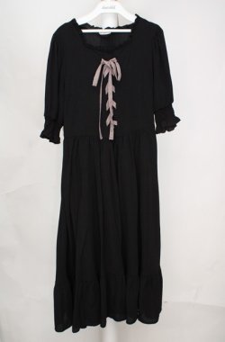 画像1: m petit by misako / AMレースアップワンピース L クロ O-26-03-18-082-LO-OP-IG-OS