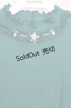 画像2: axes femme / ビジュー付チュール袖トップス M グリーン O-26-03-18-011-AX-TO-IG-OS