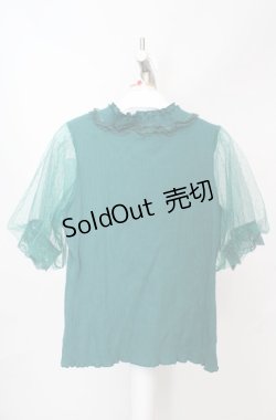 画像3: axes femme / ビジュー付チュール袖トップス M グリーン O-26-03-18-011-AX-TO-IG-OS