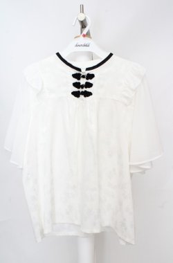 画像1: axes femme / ジャカードチャイナブラウス  オフシロ O-26-03-18-013-AX-BL-IG-OS