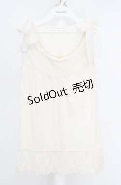 画像1: axes femme / 肩リボンロングタンク M アイボリー O-26-03-18-014-AX-TO-IG-OS