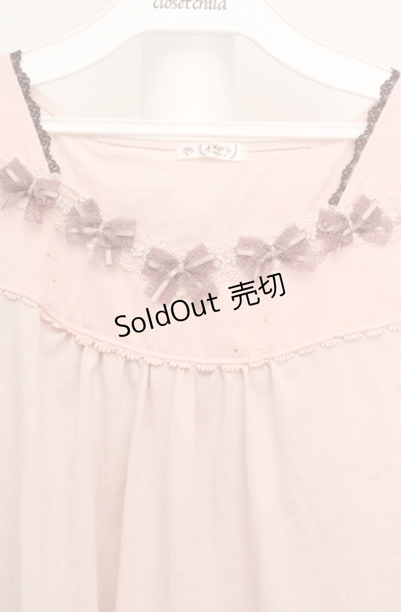 画像2: axes femme / BACKリボンタンクトップ M ピンク×ブラウン O-26-03-18-026-AX-TO-IG-OS (2)