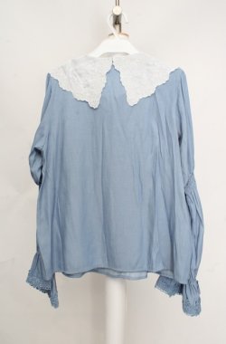 画像3: axes femme / ビッグ襟ブラウス  サックス×シロ O-26-03-18-002-AX-BL-IG-OS