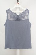 axes femme / 繊細レースタンク M ブルー O-26-03-18-029-AX-TO-IG-OS