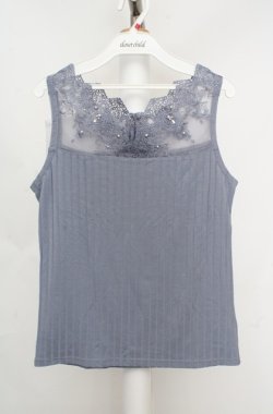 画像1: axes femme / 繊細レースタンク M ブルー O-26-03-18-029-AX-TO-IG-OS